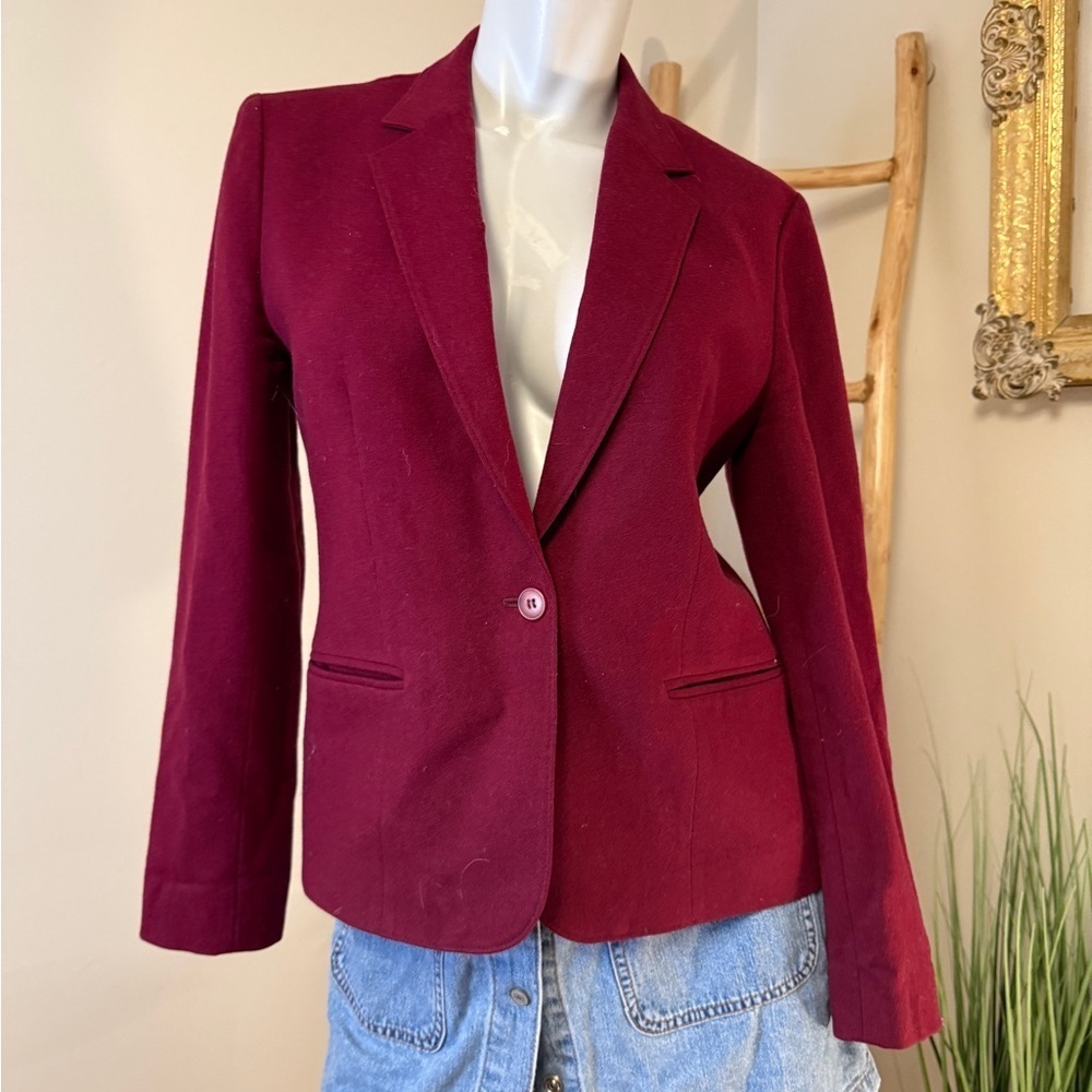 Pendleton VTG Blazer Sz 4 Maroon Burgundy Wine Virgin Wool Made in USA